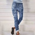 thumbnail image 4 of 2025 Femmes Imprimé Rue Denim Femmes Ample Lavé Poli Taille Classique Plus Déchiré Jeans Denim, 4 of 6