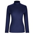 thumbnail image 4 of IROINID Women's Turtleneck Pullover Sweater Solid Color Leisure Short Length Long Sleeve Sweater Tops, 4 of 8