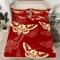 thumbnail image 2 of Erosebridal Boho Skull Bed Sheets Set Queen Size, Skeleton Moth Bed Sheets Queen, Red Gold 4 Pieces, 2 of 7