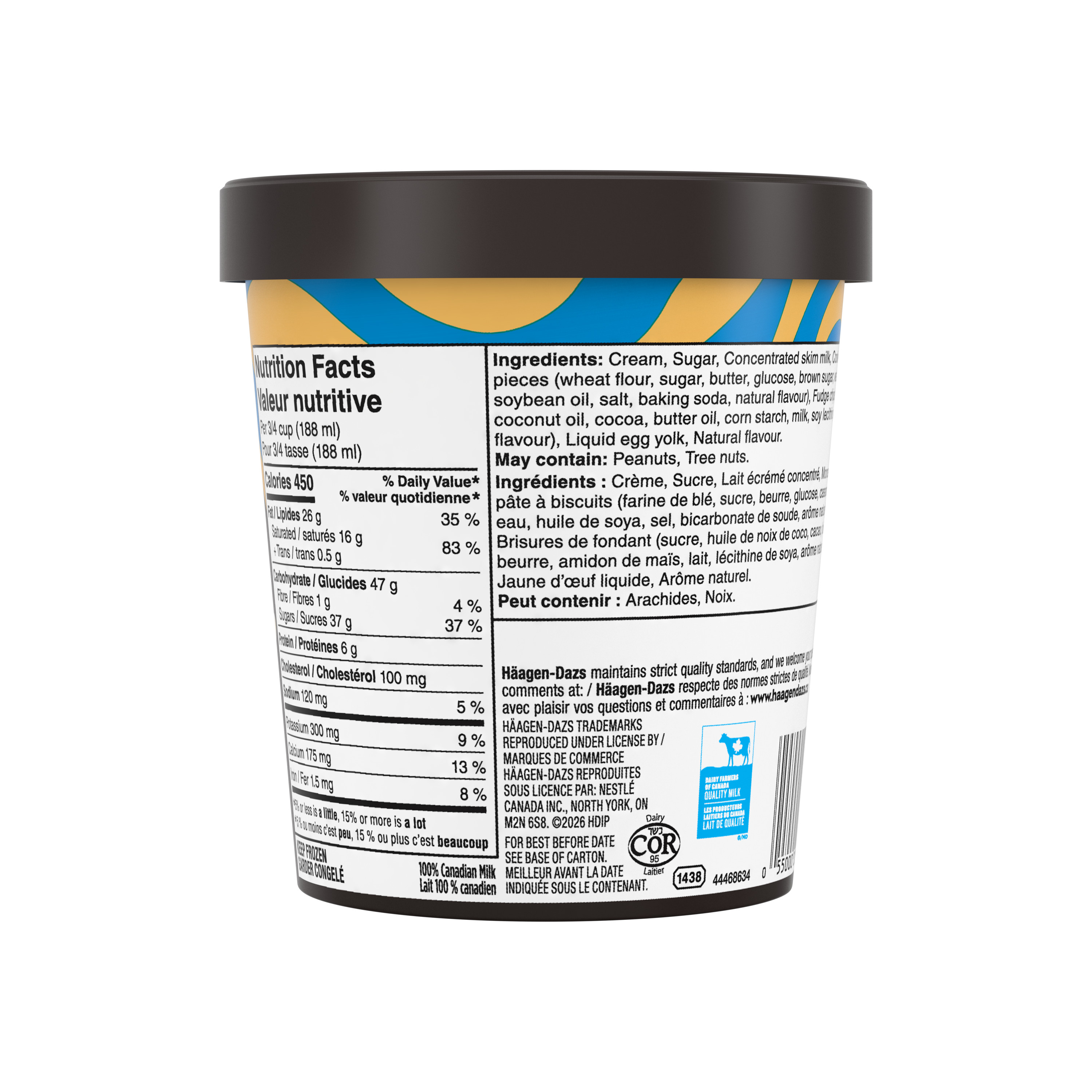 HAAGEN-DAZS EXTRÄAZ rafale pâte à bisc., crème glacée van., pâte biscuits, bris. fondant 450 ml