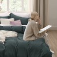 thumbnail image 3 of Bedsure Duvet Cover Full Size - Soft Prewashed Full Duvet Cover Set, 3 Pieces, 1 Duvet Cover 80x90 Inches with Zipper Closure and 2 Pillow Shams, Forest Green, Comforter Not Included, 3 of 6