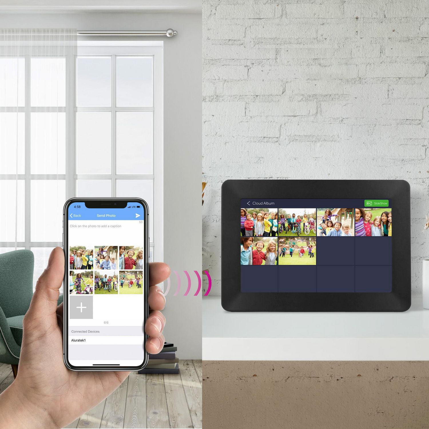 Cadre photo numérique WIFI 10" avec écran tactile IPS et mémoire de 8 Go
