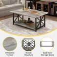 thumbnail image 2 of AWQM Table Basse d'Angle Ronde, Étagère de Rangement Double Moderne Table Basse, Table Basse en Marbre Style Moderne pour Salon, Gris, 2 of 6