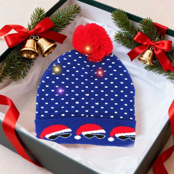 Aufmer 4 Pcs Illuminated Christmas Knit Hat, Festive LED Light Up Beanie, Warm Winter Ear Protection, Fashionable Holiday Accessory(Multicolor)