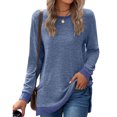 thumbnail image 2 of Pisexur Chandails en Molleton à Manches Longues pour Femmes Col Rond Décontracté T-Shirts Blouses Chandails en Molleton Tuniques avec Poche, 2 of 4