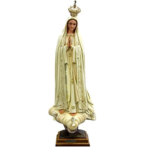 Statue Peinte à la Main de 24 Pouces Notre-Dame de Fatima Figurine Religieuse Virgin Mary Fabriquée au Portugal #1036V