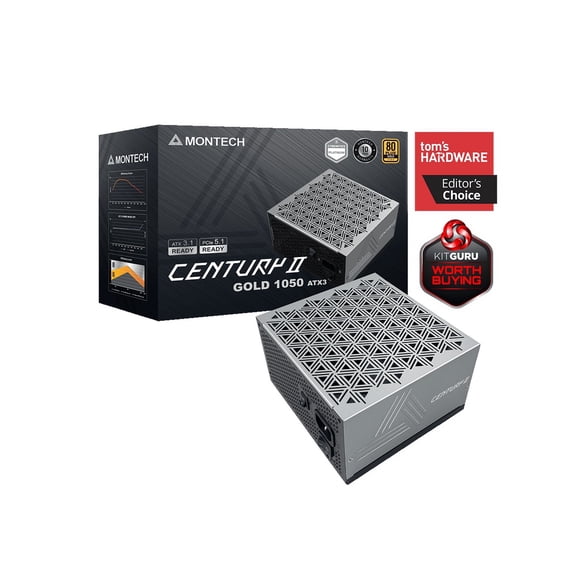 MONTECH CENTURY II - 1050W High-End ATX Gaming Power Supply - 80 Plus Gold & Cybenetics Platinum - Fully Modular - ATX 3.1 & PCIe 5.1 Ready with 12V-2x6 Cable - 10 Years Warranty