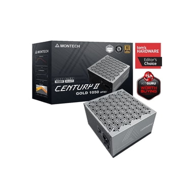 MONTECH CENTURY II - Alimentation de Jeu ATX Haut de Gamme 1050W - 80 Plus Or et Cybenetics Platinum - Entièrement Modulaire - ATX 3.1 et PCIe 5.1 Prêts avec Câble 12V-2x6 - Garantie de 10 Ans