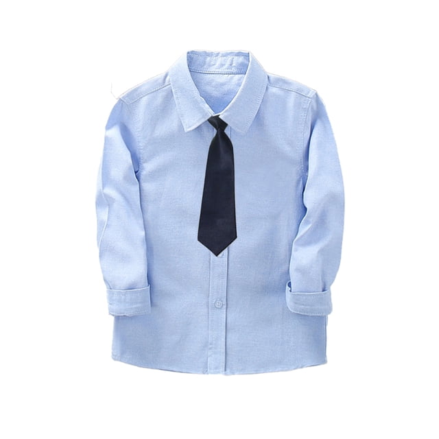 Nmmacb Chemise Habillée à Manches Longues pour Garçons, Col Boutonné, avec Cravate, 2-14 Ans