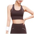 thumbnail image 1 of Virmaxy Womens High Impact Sports Bra Shock-Absorbing Gathering Collection and Complementary Breast Color Matching Edging No Wear Sports Bra Coffee-1 XL, 1 of 4