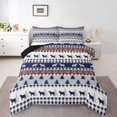 thumbnail image 1 of Cow Farmhouse Animal Down Comforter Queen,Boho Vintage Tribal Abstract Bedding Set Lightweight,Geometric Cattle Buff Comforter Set,Striped Pine Tree Duvet Insert,Reversible, 1 of 6