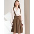 thumbnail image 2 of Unique Bargains Jupe Midi Plissée à Bretelles Rétro à Taille Élastique pour Femme Brun Foncé TG, 2 of 6