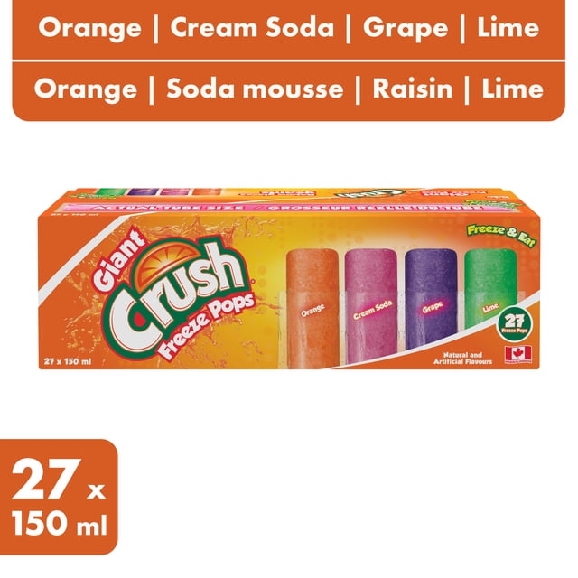 Crush Giant Freeze Pops - Orange, Cream Soda, Grape, Lime