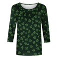 thumbnail image 4 of Mceream T-Shirt à Manches 3/4 pour la Saint-Patrick, Hauts pour Femmes, Printemps, Col Rond, T-Shirts Décontractés, Blouses à Imprimé Floral, T-Shirts Graphiques, Tenues d'Été, Hauts Bohèmes, Grande Taille, Chemises à Imprimé Trèfle, TTTTG, 4 of 5