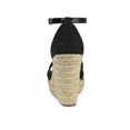 thumbnail image 2 of BLISSFUL STEP Chaussures pour Femmes Sandales Espadrilles à Lacets Floraux à Talon Compensé à Bout Ouvert Noir 9, 2 of 8