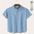 thumbnail image 1 of Men‘s Linen Casual Short Sleeve Shirts Button Down Summer Beach Shirt，L Yellow Green, 1 of 6