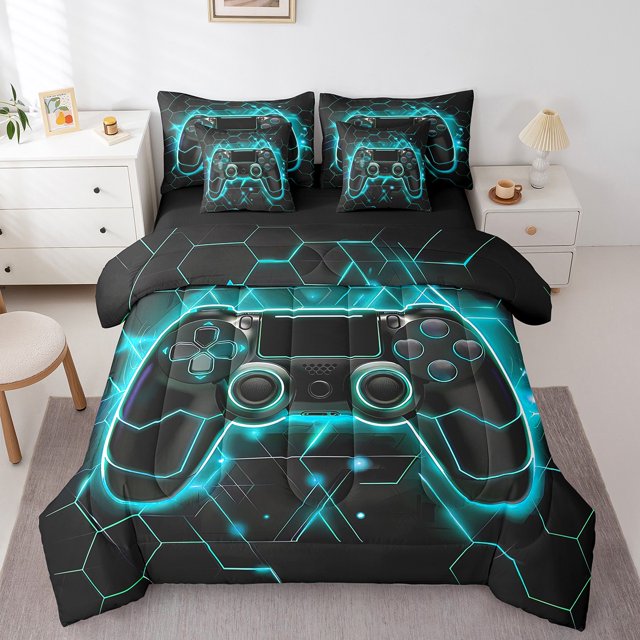 YST Neon Honeycomb Comforter Set, 7 Pieces, 90 Grams Chemical Fiber, Full Size (2 Count)