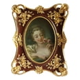 thumbnail image 1 of simhoa Antique Photo Frame Display Picture Frame Desktop with Glass Front Vintage 21.5x19cm Hole Oval, 1 of 8