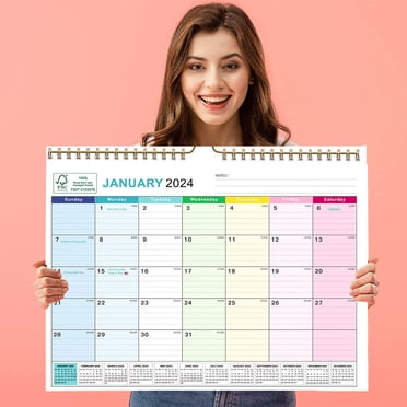 Bilqis Calendrier Mural en Papier FSC Robuste à Reliure à Double Fil Grands Blocs Quotidiens Calendrier Mural de 18 Mois