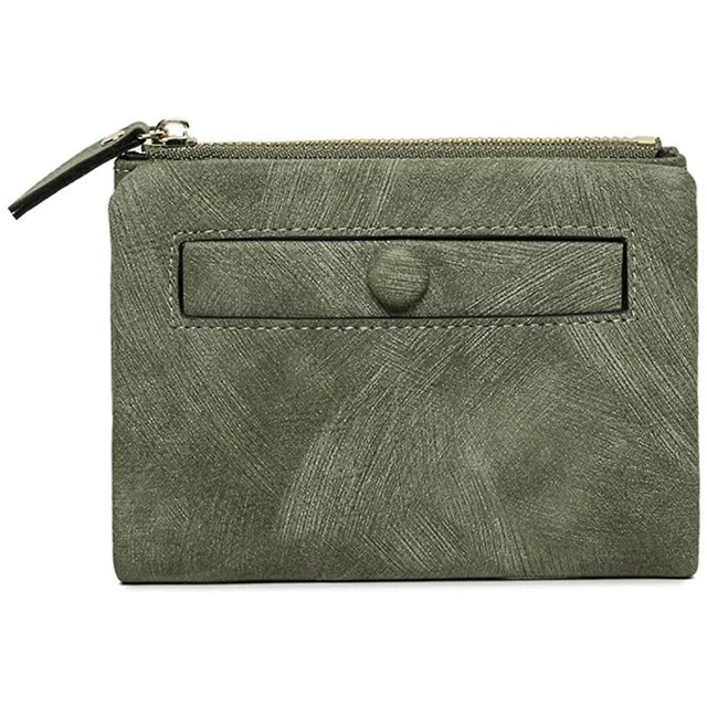 Women Rfid Small Bifold Leather Wallet Mini Purse Zipper ID Card Pocket, Slim and Compact----Green B
