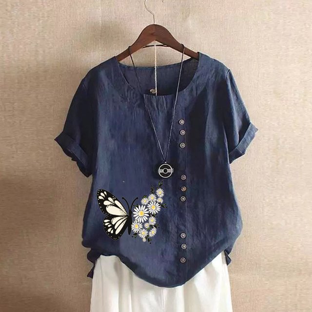 Hauts à Manches Courtes et Manches Courtes Décontractés d'Été pour Femmes Blouse