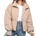 thumbnail image 2 of Veste en Duvet pour Femmes en PVC, Cardigan Uni à Col Montant, Manteau Rembourré d'Extérieur, 2 of 9