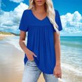 thumbnail image 2 of Timegard Womens Summer Tops Ruched Drop Shoulder V Neck Short Sleeve Casual Loose Comfy Blouse Tops, 2 of 6