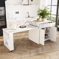 thumbnail image 2 of Table haute de comptoir Noble House, îlot de cuisine extensible en imitation marbre, blanc, 2 of 10