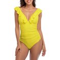 thumbnail image 1 of Maillots de Bain une Pièce à Volants pour Femmes Monokini Froncé Col en V, 1 of 6