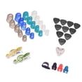 thumbnail image 1 of Kit d'Accessoires pour Guitare Celluloid Comprend 20 Pcs Protecteurs de Doigts en Silicone + 10 Pcs Pics pour Guitare + 4 Pcs Pics Pouce & Doigt + Support de Pic + 2 Pcs Clips de Page Musicale avec, 1 of 7