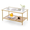 thumbnail image 1 of Costway 2-Tier Coffee Table with Shelf with Tempered Glass Top & Metal Frame Living Room, 1 of 10