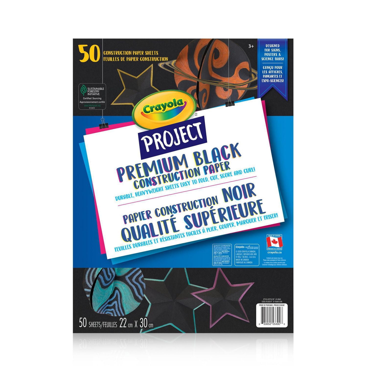 Crayola Project Premium Black Construction Paper, 50 Sheets