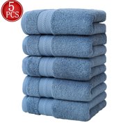 Djiypn 5 Pack Premium Hand Towels Set, 14 x 28 inches, Cotton Towels, Ultra Soft and Highly Absorbent Towels for Bathroom, Gym, Shower, Hotel, and Spa, Blue