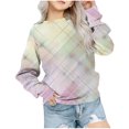 thumbnail image 1 of Yuyuzo Chandails en Molleton pour Filles Col Rond Manches Longues Décontracté Confortable Bloc de Couleur Pull d'Automne, 1 of 5