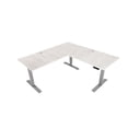 thumbnail image 2 of EFFYDESK Executive L-Shaped Height Adjustable Home Office Computer Standing Desk with Cable Management Tray (71"×71") Oak White on Grey Frame, 2 of 5