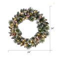 thumbnail image 3 of Holiday Time 24" Pre-lit Frosted Glittering Christmas Wreath, Green, 3 of 5