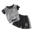 thumbnail image 1 of MIASHUI Boys Loose Athletic Short Sleeve Shirt and Active Mesh Shorts Set,Grey,2-3 years, 1 of 3