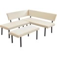 thumbnail image 1 of Banc de salle à manger moderne en forme de L, canapé d'angle rembourré en tissu de 170 cm avec pieds en métal pour coin cuisine, salon, salle à manger (beige), 1 of 15