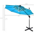 thumbnail image 3 of Costway 10ft Solar LED Patio Umbrella 360Degree Rotation Turquoise W/USB, 3 of 10