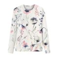 thumbnail image 3 of Femmes Manches Longues T-Shirts Col Rond Imprimé Floral Tunique Tops Doux Casual Coupe Ample Chemisier, 3 of 4