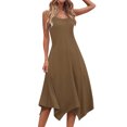 thumbnail image 5 of Summer Clearance 2025! Womens Plus Size Dress,Summer Dress Clearance for Womens,Womens Dresses Sleeveless Round Neck Drawstring Casual Ruffle A-Line Mini Dress, 5 of 5