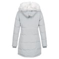 thumbnail image 3 of LUXUR Ladies With Pockets Hooded Coats Slim Fit Outdoor Thickened Jacket Light Grey 4XL, 3 of 3