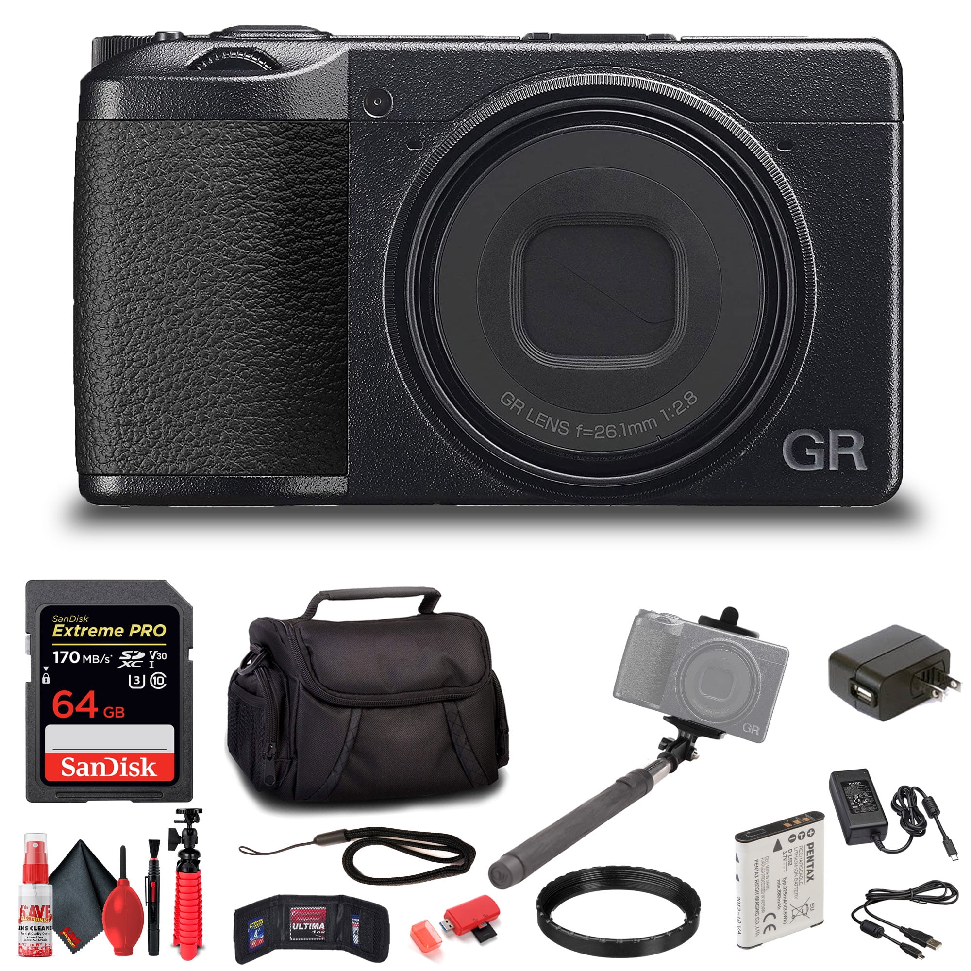 Ricoh GR IIIx, Black, Digital Compact Camera with 24MP with