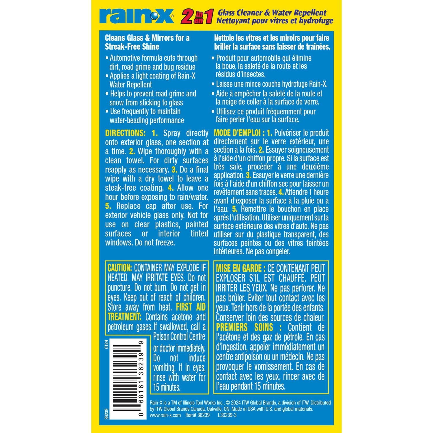Nettoyant à vitre avec hydrofuge 2-en-1 Rain-X