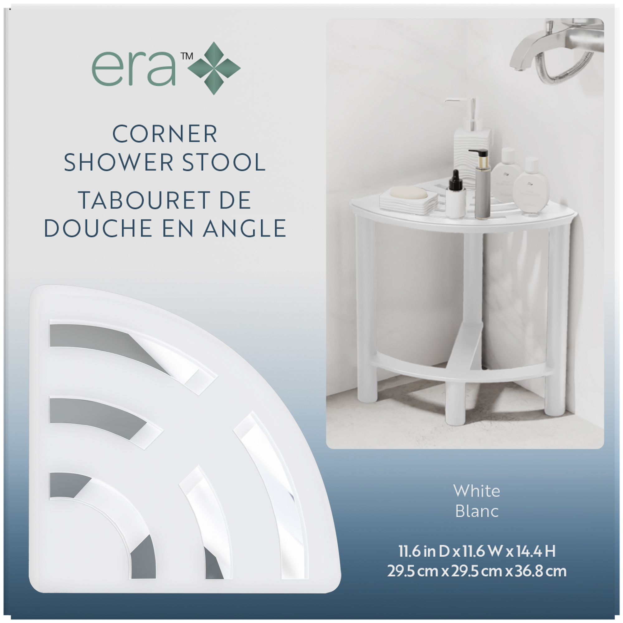Era Tripole Tabouret de Douche Blanc 11x16 po