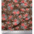 thumbnail image 1 of Soimoi Tissu en Rayonne Imprimé Feuilles & Roses Tissu de Couture Yard 42 Pouces de Large, 1 of 3
