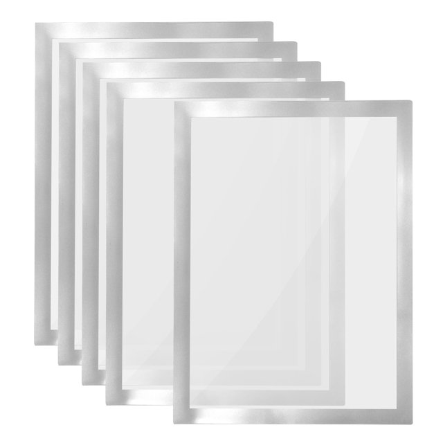 Unique Bargains 8"x12" Magnetic Display Frame A4 Adhesive Magnetic Sign Holder Silver 5 Pack
