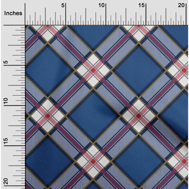 oneOone Georgette Viscose Fabric Tartan Check Print Sewing Fabric BTY 42 Inch Wide