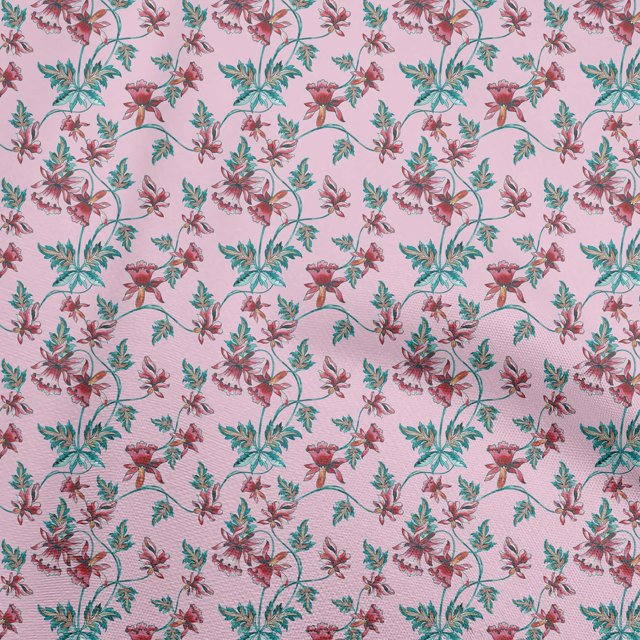 oneOone Cotton Poplin Twill Light Pink Fabric Florals Sewing Craft Projects Fabric Prints By Yard 56 Inch Wide