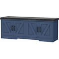 thumbnail image 3 of Storage Bench  Shoe Bench with Padded Seat Cushion  Entryway Bench with Barn Doors  Adjustable Shelf  for Entryway  Living Room  Bedroom, 3 of 6